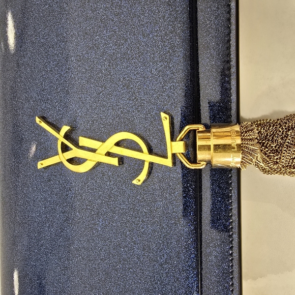 Yves Saint Laurent Small Kate Blue Glitter Crossbody Bag - Picture 8 of 11